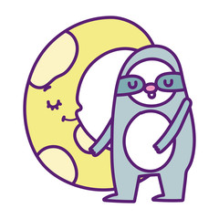 baby shower cute sloth and half moon cartoon
