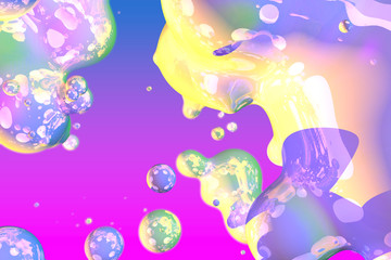 Abstract texture or background of bright shiny and glossy soap like liquid with gradient - soft focus 3D illustration of background design template