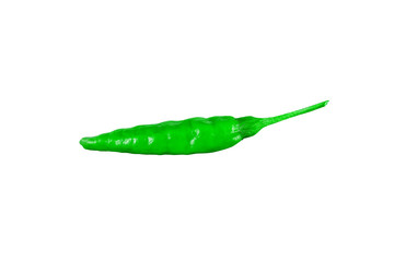 Green hot pepper placed on a white background