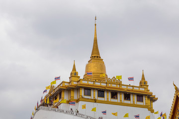 View of Golden Mountain at Wat Saket temple in Bangkok, Thailand 