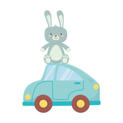 kids toy, rabbit furry and blue car toys