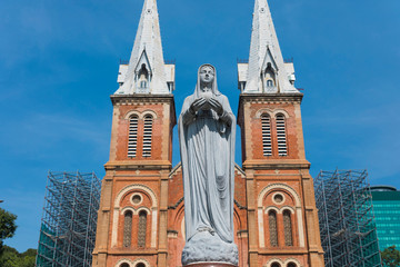 Notre Dame Cathedral with blue sky in Ho Chi Minh City, Vietnam