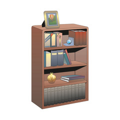 A bookcase with books. Vector illustration.
