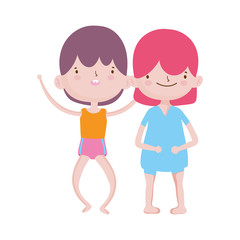 cute little boys friends together cartoon characters