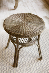 wicker stool in oriental vintage style closeup indoor photo