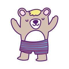 baby shower cute bear with short pants cartoon