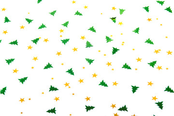 New Year's background with stars and Christmas trees