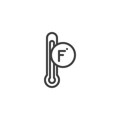 Fahrenheit thermometer line icon. linear style sign for mobile concept and web design. Mercury thermometer temperature outline vector icon. Symbol, logo illustration. Vector graphics