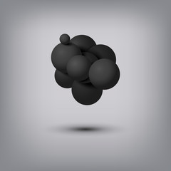 Vector 3d black ball on gray background
