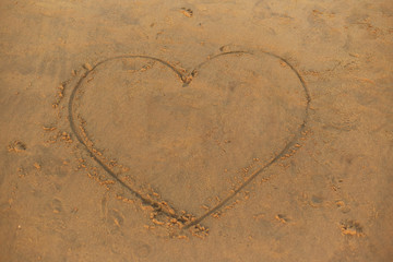 Heart drew in the sand. India, Northern GOA, Arambol