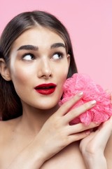 beautiful woman bare shoulders clean skin