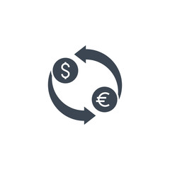Currency exchange related vector glyph icon.