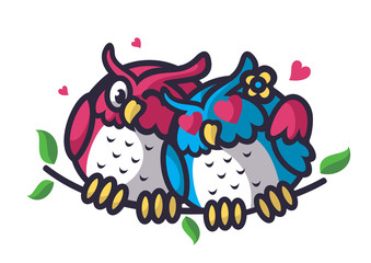 owl couple in love