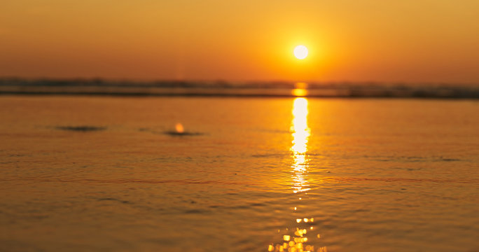 Beautiful Sunset at Arambol Beach. Blurred image
