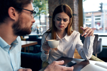 young couple in cafe