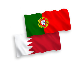 Naklejka premium Flags of Portugal and Bahrain on a white background
