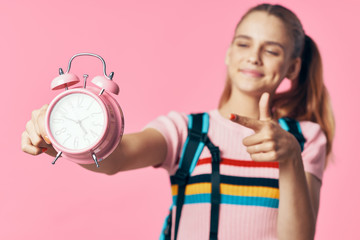 woman with alarm clock