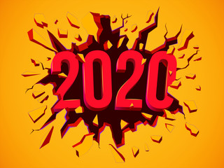 Happy New 2020 Year greeting card. Flyer, poster, invitation or banner for New Year's 2020 Eve Party celebration.