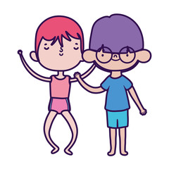 cute little boys friends together cartoon characters