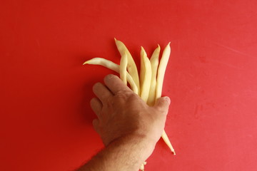 white green beans on color background