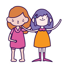 group little girls friends cartoon character