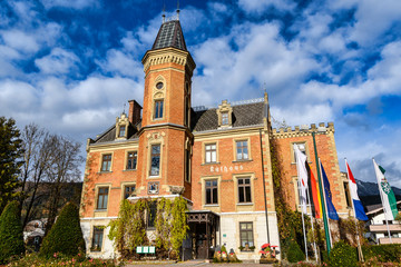 Naklejka premium townhall of Schladming, Styria, Austria on a bright day