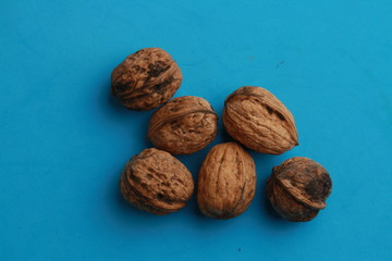 Garlic walnuts in color background