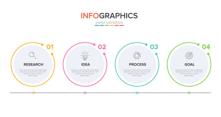 Infographic design with icons and 4 options or steps. Thin line vector. Infographics business concept. Can be used for info graphics, flow charts, presentations, web sites, banners, printed materials.
