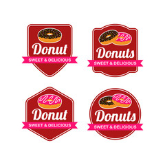 Donut Logo Vector Set with Badge Design