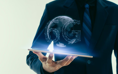 6G wireless high-speed Internet telecommunications fast, Technology communication concept realistic in the modern world.