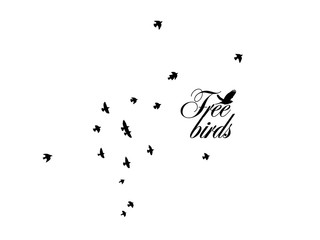 A flock of flying birds. Vector illustration