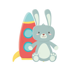 kids toy, rabbit furry and plastic rocket toys