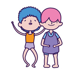 cute little boys friends together cartoon characters