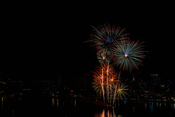 Colorful Firework at International Fireworks Festival Pattaya, Thailand 2019