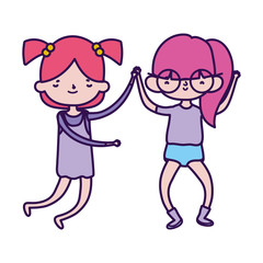 group little girls friends cartoon character