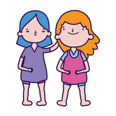 group little girls friends cartoon character