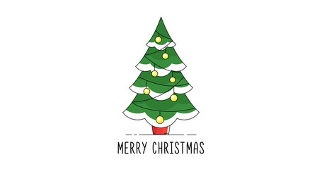 Christmas tree growing in a pot, postcard for the new year, flat design