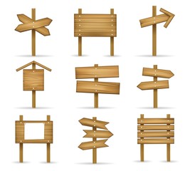 Cartoon wooden signposts