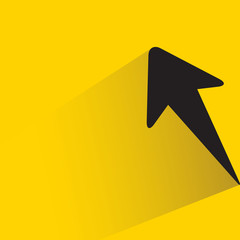 up arrow sign with drop shadow in yellow background