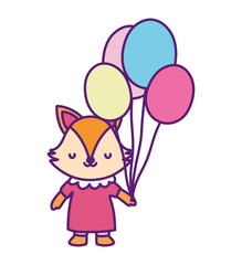 baby shower female fox with dress and balloons decoration