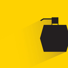 spray bottle, perfume or cleaning gel with drop shadow in yellow background