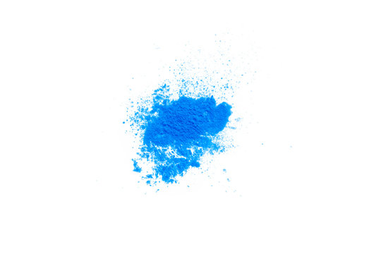 Blue Makeup Powder Texture Isolated On White Background.