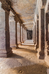 ELLORA, INDIA - FEBRUARY 7, 2017: Archways at Kailasa Temple in Ellora, Maharasthra state, India