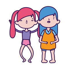 group little girls friends cartoon character