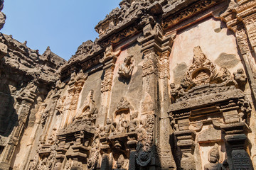 Carvings at Kailasa Temple in Ellora, Maharasthra state, India