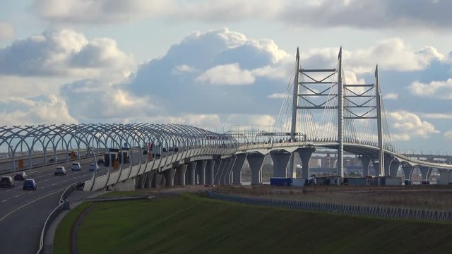 View of the Western high-speed diameter. Saint Petersburg