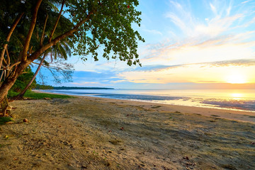 East coast of Palawan (Philippines) at sunset. Peaceful area with almost no tourism, next to Roxas.