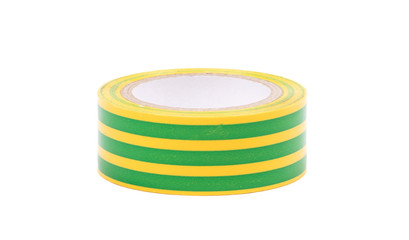 Roll of yellow insulation tape isolated