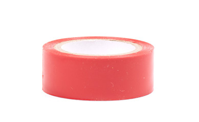 Roll of red insulation tape isolated