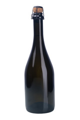 closed dark champagne bottle for christmas isolated on white